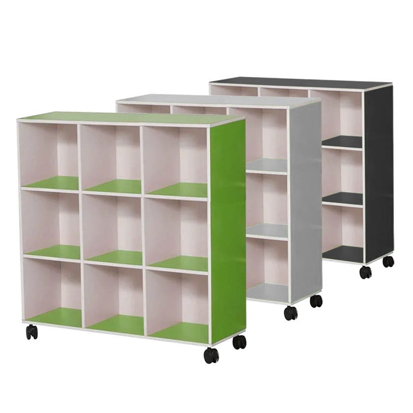 Kubhylla Kubus Color med hjul, 9 fack, 3x3, inkl spegel