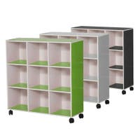 Kubhylla Kubus Color med hjul, 9 fack, 3x3, inkl spegel