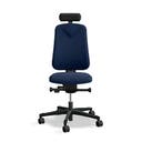 Arbetsstol Höganäs 280 Small med hög rygg, stor ställbarhet, Nackstöd svart läder, tyg Select