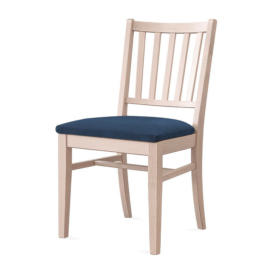 Stol Ester, B470 x D540 x H860 mm, stativ björk, klädsel Gabriel Step blå