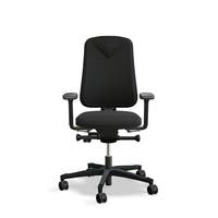 Arbetsstol Höganäs 280 Small med hög rygg och 4D armstöd, stor ställbarhet, tyg Select