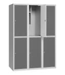 Elevskåp med stål/laminatdörr, skolklinka för hänglås, 900x550x1900 mm, 6 fack