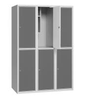 Elevskåp med stål/laminatdörr, skolklinka för hänglås, 900x550x1900 mm, 6 fack