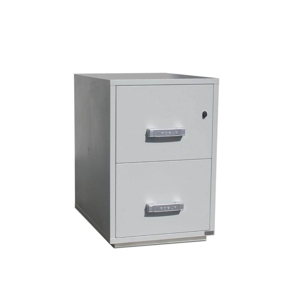 Brandsäkra mapp/arkivskåp, 2-lådigt, B570xD700xH824 mm, brandkl. UL120P, nyckel