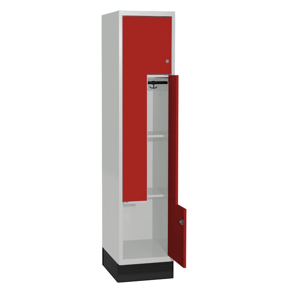 Skolskåp SMT, sockel, 2x1 Z-dörr, skåpbredd 300 mm, 300x550x1892 mm, klinka