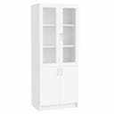 Högskåp Mora, B800 x D470 x H2100 mm, glasade dörrar, laminat vit