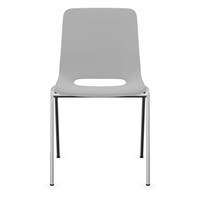 Staplingsbar stol Ana, helt  ljusgrå Polypropylen. Grå 4-bensstativ, B495xD515 mm, sitthöjd 430 mm. Filtfot