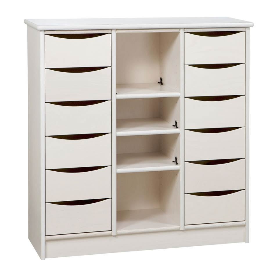 Lådsektion Alma 12 små lådor och öppen hylla, 980x903x372 mm, kryssfaner, v handtag