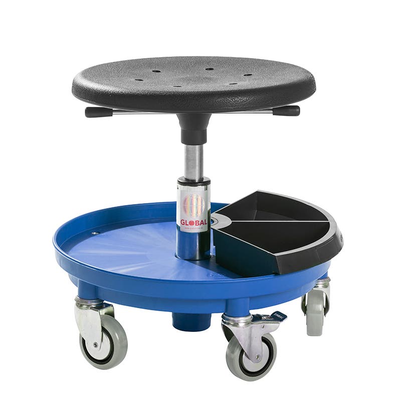 Åkstol Global, PU-sits och 5 st hjul, höjdjustering 350-480 mm
