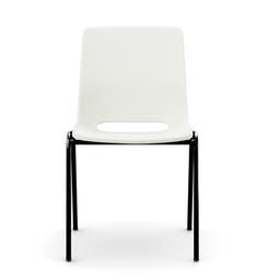 Staplingsbar stol Ana, helt Vit Polypropylen. Grå 4-bensstativ, B495xD515 mm, sitthöjd 430 mm. Filtfot