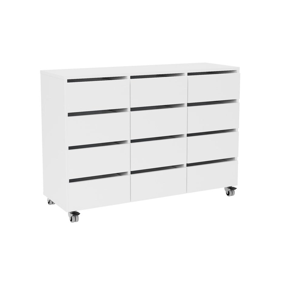 Elevvagn Stig, 12 lådor, B1200 x D400 x H865 mm, laminat vit