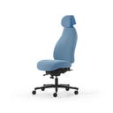 Kontorsstol Malmstolen 4000 med hög rygg, Dux-sits, nackstöd i tyg, hjul för hårda golv, Tyg Capture 4901 Blå