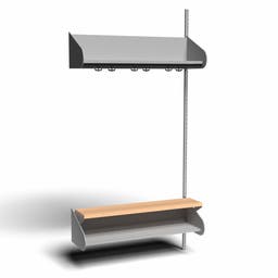 Inredningssystem BST, påb.sektion, 1000x300x270 mm, inkl. sittbänk, utan m-vägg