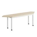 Sittbänk Emil, Hörna 45 gr, B1400 x D350 x H450 mm, Vita metallben och sits av kryssfanér med Björk högtryckslaminat