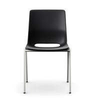 Staplingsbar stol Ana, helt  Svart Polypropylen. Grå 4-bensstativ, B495xD515 mm, sitthöjd 430 mm. Filtfot