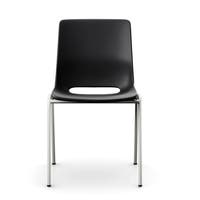 Staplingsbar stol Ana, helt  Svart Polypropylen. Grå 4-bensstativ, B495xD515 mm, sitthöjd 430 mm. Filtfot