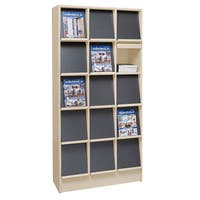 Tidskriftshylla Alvesta, med förvaringsmöjlighet, 15 fack, 838x400x1800 mm