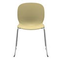 Staplingsbar stol Noor, benstativ ljusgrå medar, helt sittskal av gul PP, filttassar och kopplingsbeslag