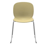 Staplingsbar stol Noor, benstativ ljusgrå medar, helt sittskal av gul PP, filttassar och kopplingsbeslag
