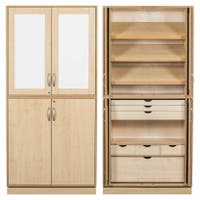 Slöjdskåp Sjöbergsskåpet 1, med 2 st hyllplan, 3 lutande hyllplan & 7 lådor