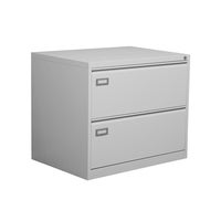 Flankmappskåp i plåt med 2 st lådor, A4-format, H716xB840xD620 mm, centrallås