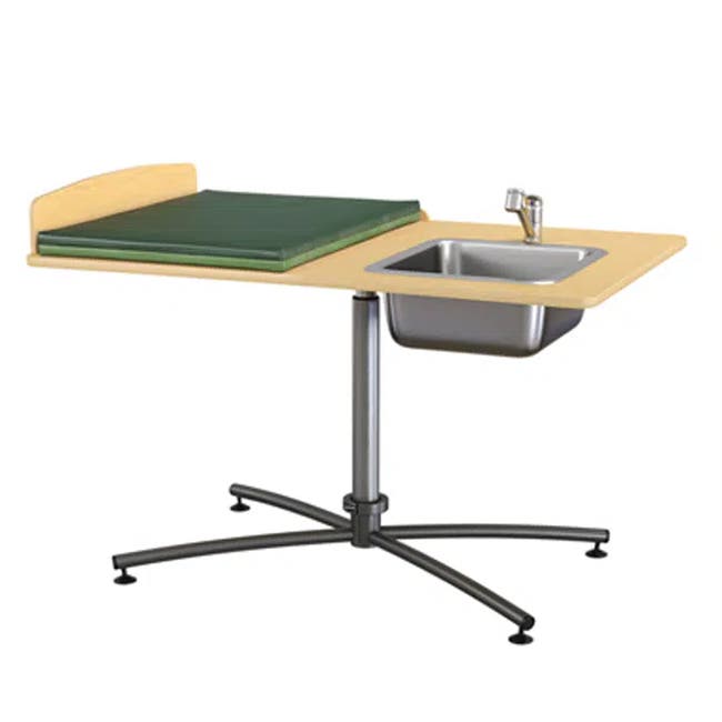 Skötbord Manuela 120 tvättdel, skiva 1200x800 mm, höjd 750-1050 mm, inkl stege