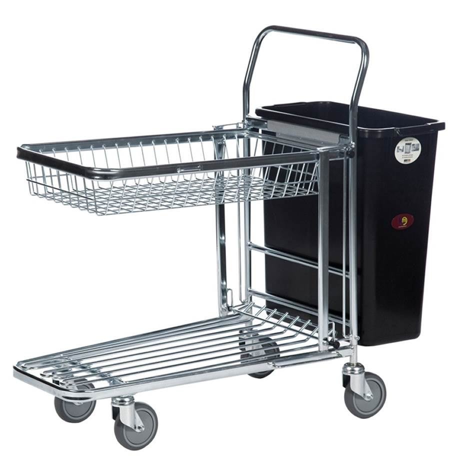 Papperskorg till butiksvagn Michael, L270 x B560 x H680 mm, inkl. fäste, svart