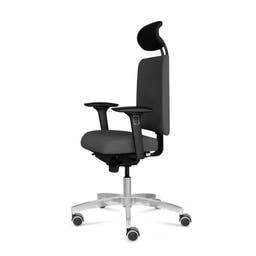 Arbetsstol Infra A, låg rygg, liten sits, 4D armstöd och nackstöd av konstläder, stor ställbarhet, tyg Select