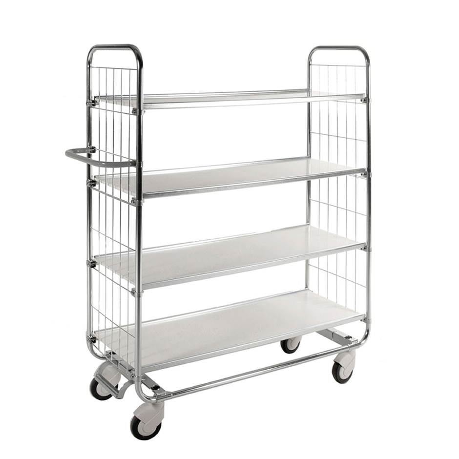 Plockvagn Flex 250, 4 plan, 1195 x 470 x 1590, kap. 250 kg, hjul med centrallås