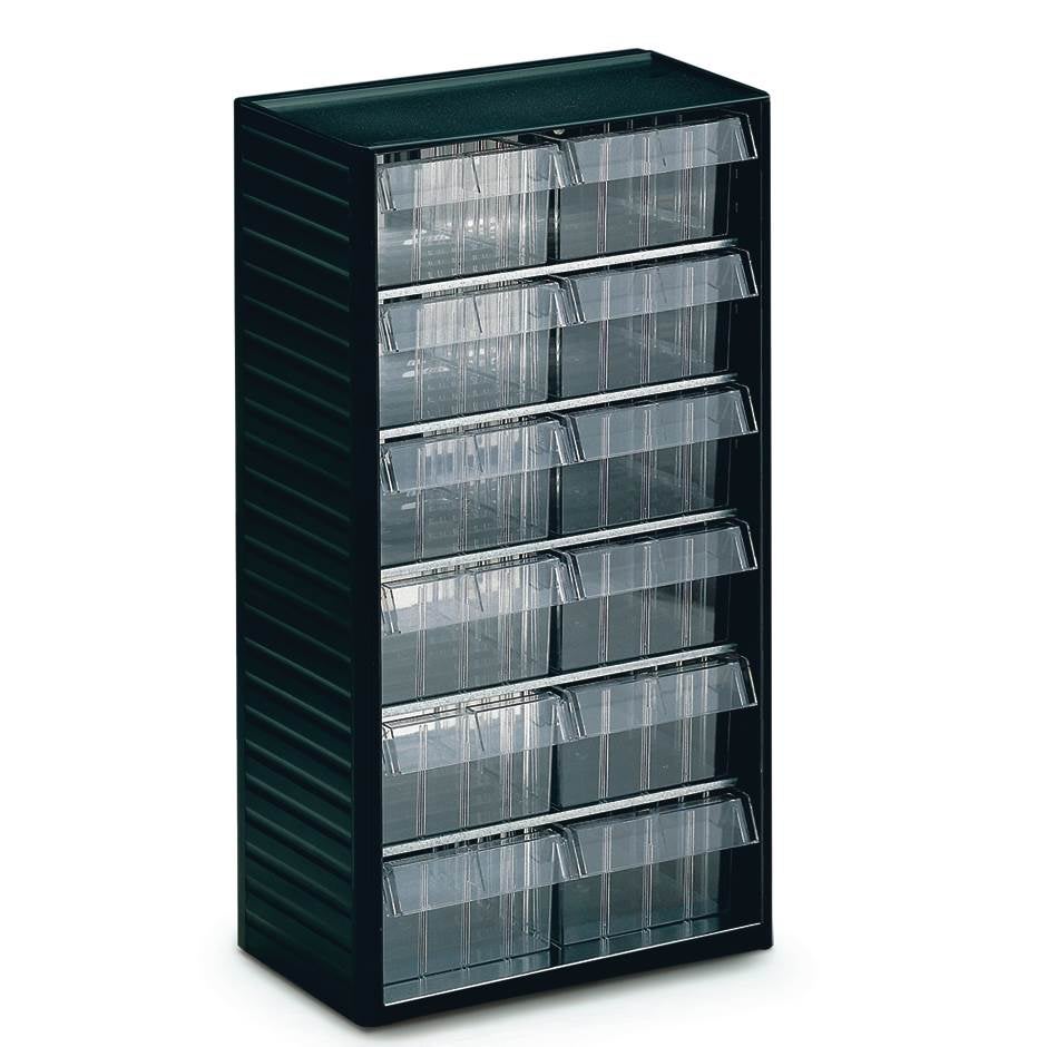 Smådelskassett Treston 557-3, 310x180x550 mm,12 lådor L-07