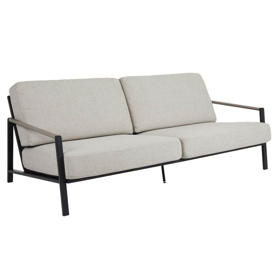 Utesoffa Lyra Lounge inkl. sandfärgad dyna, B1930 x D970 x H780 mm, svart aluminiumstomme