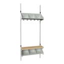 Inredningssystem BST, grundsekt., 900x300x270 mm, med bänk & m-vägg, 3 platser
