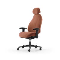 Kontorsstol Malmstolen 7000 wide hög rygg, Dux-sits, nackstöd tyg, armstöd Corona, hjul hårda golv, Tyg Capture 4301 Koppar