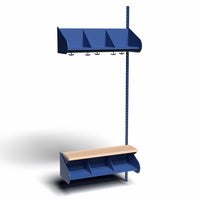 Inredningssystem BST, påb.sekt., 900x300x270 mm, med bänk & m-vägg, 3 platser