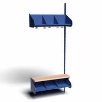 Inredningssystem BST, påb.sekt., 900x300x270 mm, med bänk & m-vägg, 3 platser