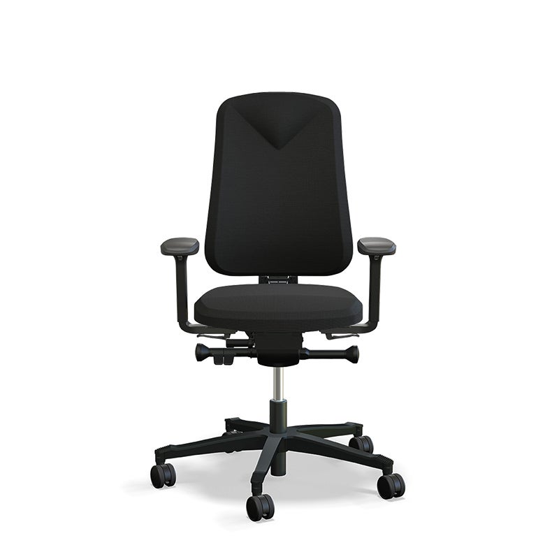 Arbetsstol Höganäs 280 Small med hög rygg och 4D armstöd, stor ställbarhet, tyg Select