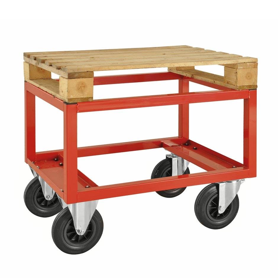 Pallvagn Axel, för halvpall, L800 x B600 x H650 mm, kapacitet 800 kg, blå