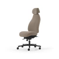 Kontorsstol Malmstolen 4000 med hög rygg, Dux-sits, nackstöd i tyg, hjul för hårda golv, Tyg Capture 5103 Beige