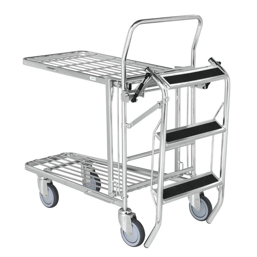 Stege till butiksvagn Michael, L540 x B480 x H670 mm, kap. 125 kg, elförzinkad