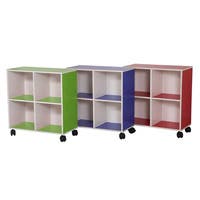 Kubhylla Kubus Color med hjul, 4 fack, 2x2, inkl spegel