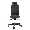 Arbetsstol Höganäs 290 Large med hög rygg, stor ställbarhet, Nackstöd svart läder, tyg Xtreme