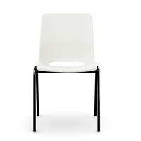 Staplingsbar stol Ana, helt  Vit Polypropylen. Grå 4-bensstativ, B495xD515 mm, sitthöjd 430 mm. Filtfot