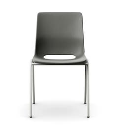 Staplingsbar stol Ana, helt Mörkgrå Polypropylen. Grå 4-bensstativ, B495xD515 mm, sitthöjd 430 mm. Filtfot