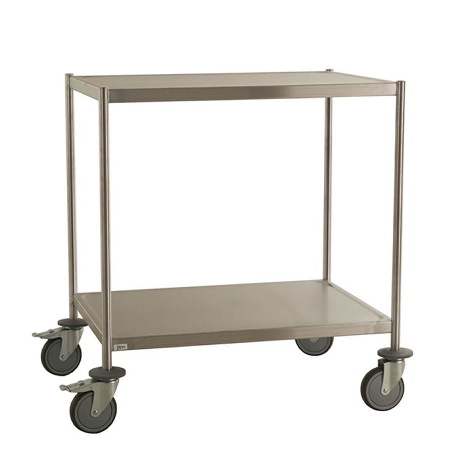 Vagn Sean, rostfri, 2 plan, 825x575x900 mm, kap. 200 kg, broms