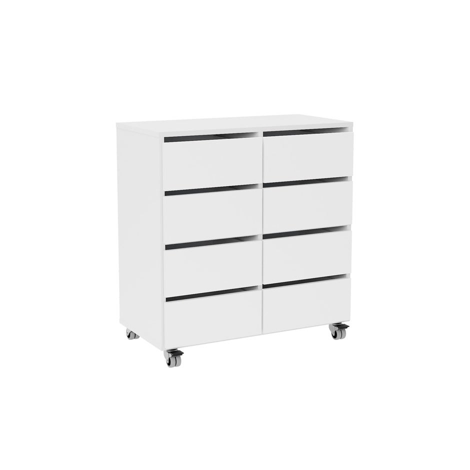 Elevvagn Stig, 8 lådor, B810 x D400 x H915 mm, laminat vit