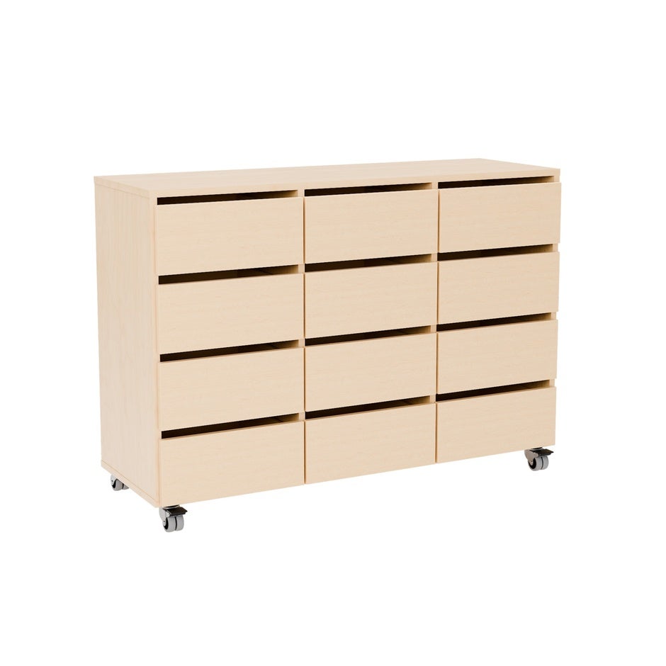 Elevvagn Stig, 12 lådor, B1200 x D400 x H865 mm, laminat björk