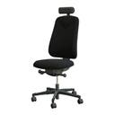 Arbetsstol Höganäs 290 Large med hög rygg, stor ställbarhet, Nackstöd svart läder, tyg Select