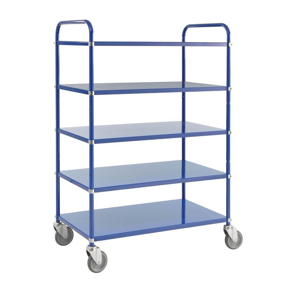 Hyllvagn John, 5 plan, L980 x B585 x H1445 mm, kap. 250 kg, vit