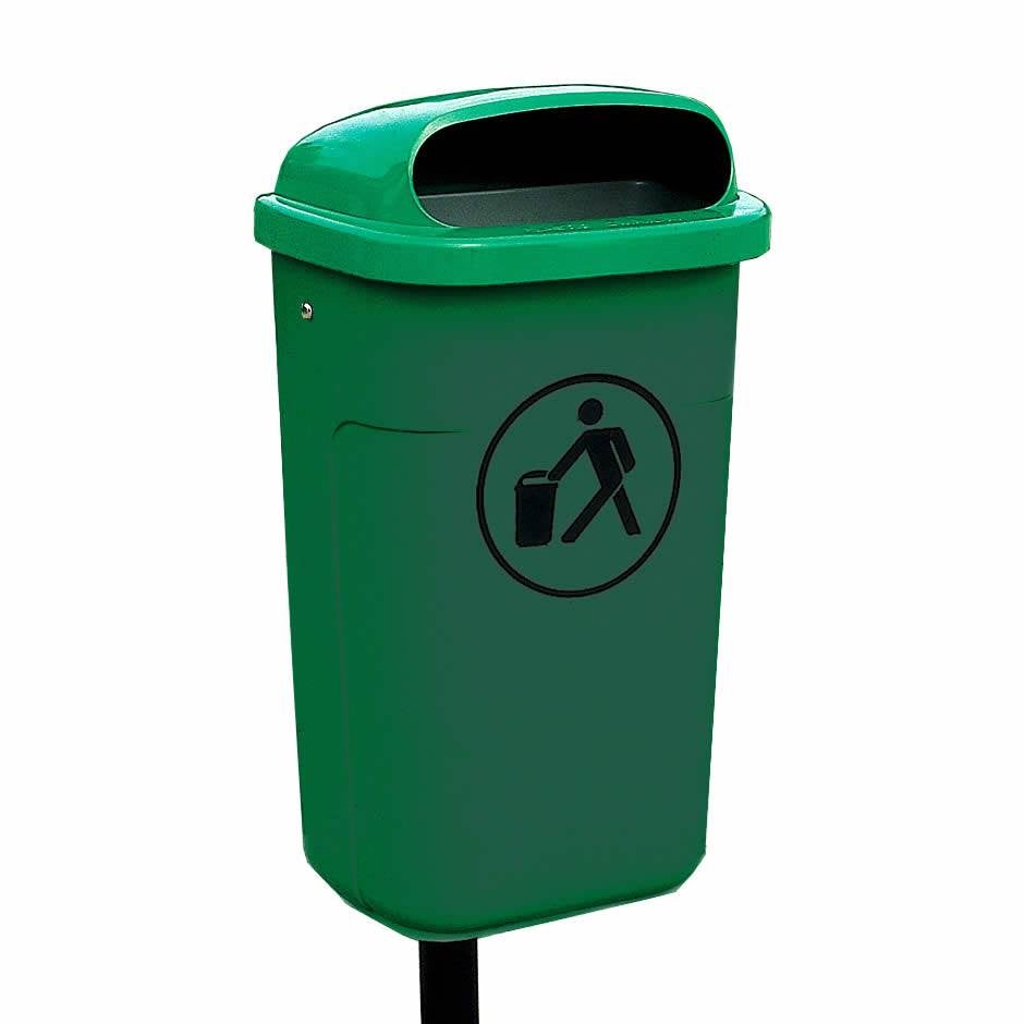 Papperskorg Sulo Classic, för utomhusbruk, 50L, för stolpe, färg Grön/Grön