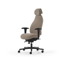 Kontorsstol Malmstolen 4000 med hög rygg, Dux-sits, nackstöd i tyg, armstöd Corona, hjul hårda golv, Tyg Capture 5103 Beige